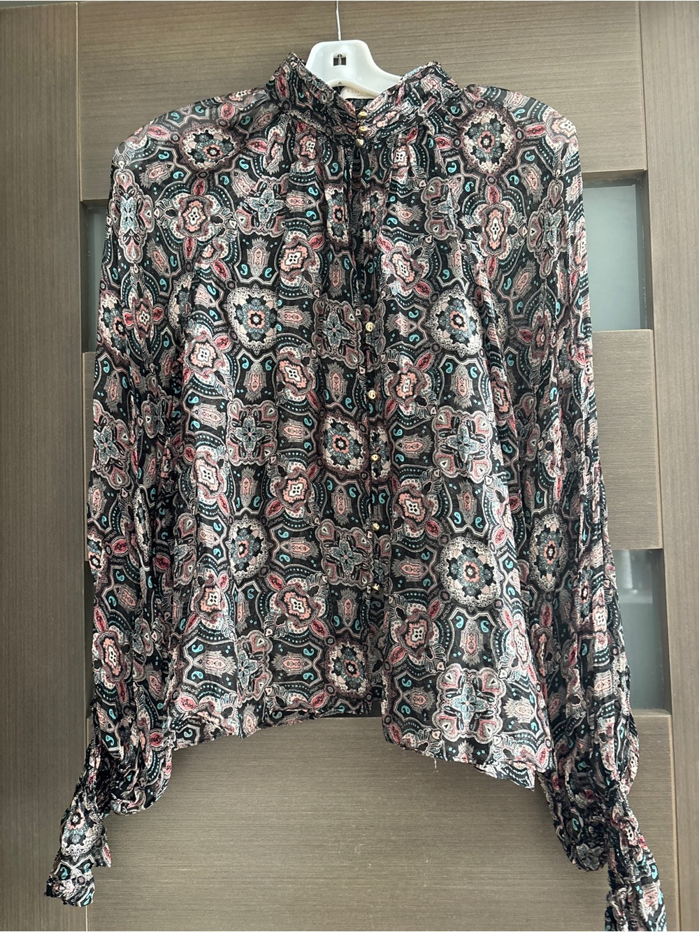 Ramy Brook Black Paisley Silk Blend Blouse - Size Small